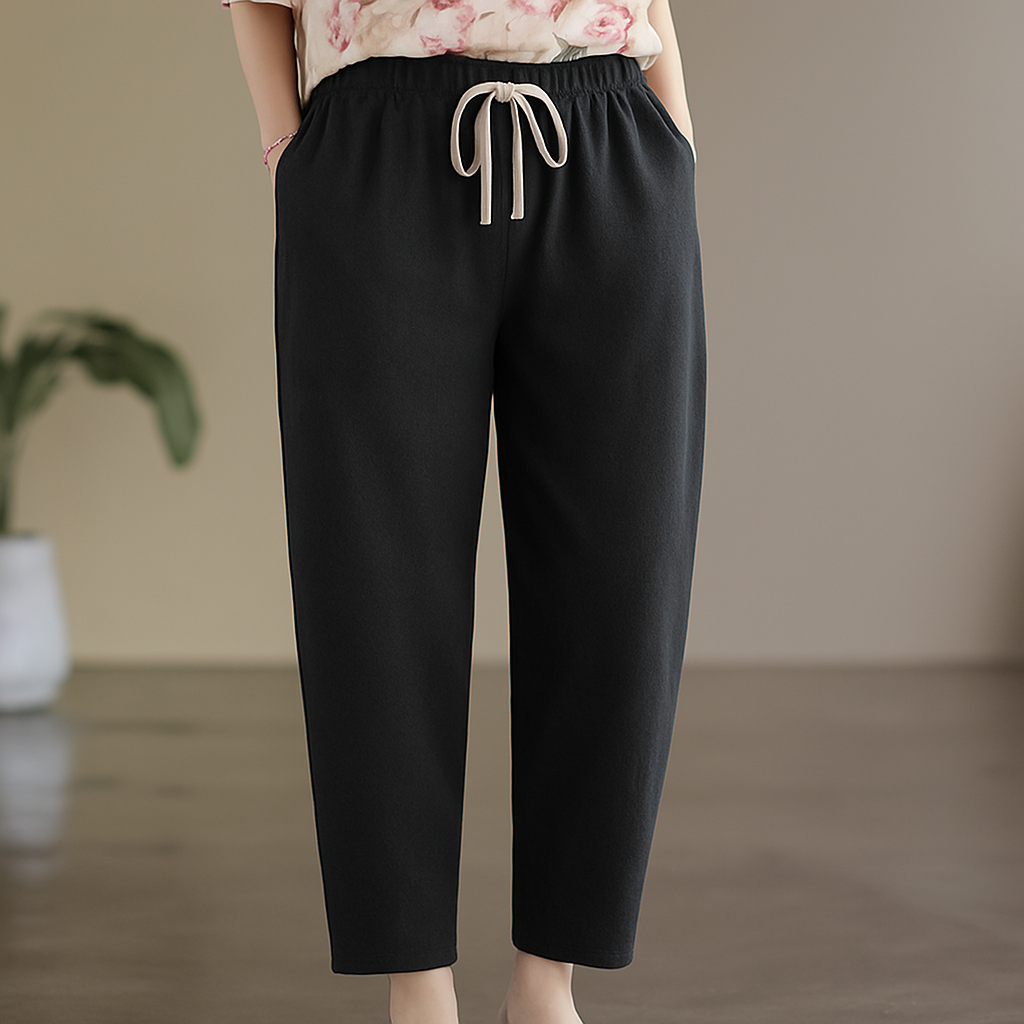 Women's Linen Drawstring Casual Trousers-Vestioflux