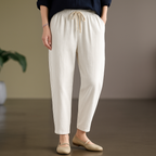Women's Linen Drawstring Casual Trousers-Vestioflux