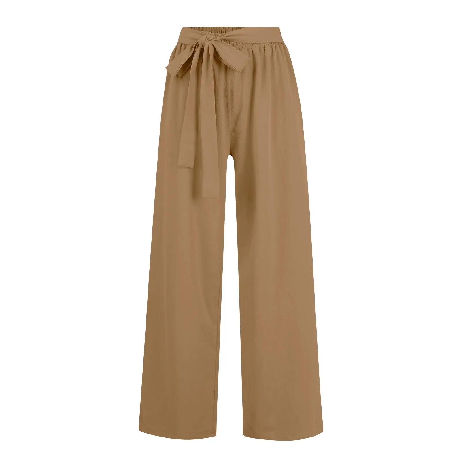 Women's Pleated Wide-Leg Tie-Front Trousers-Vestioflux