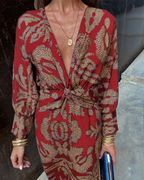 Women's Printed Belted Maxi Dress - Casual Summer Outfit-Vestioflux