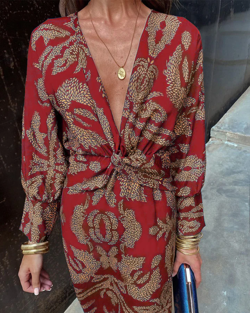 Women's Printed Belted Maxi Dress - Casual Summer Outfit-Vestioflux