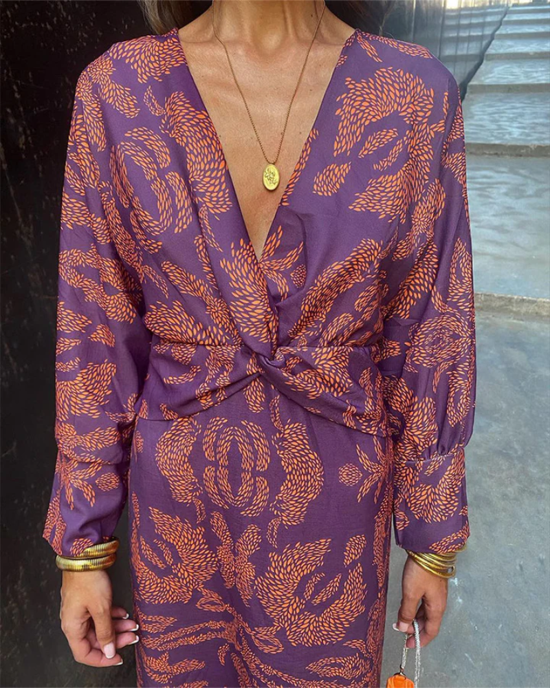 Women's Printed Belted Maxi Dress - Casual Summer Outfit-Vestioflux