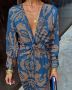 Women's Printed Belted Maxi Dress - Casual Summer Outfit-Vestioflux