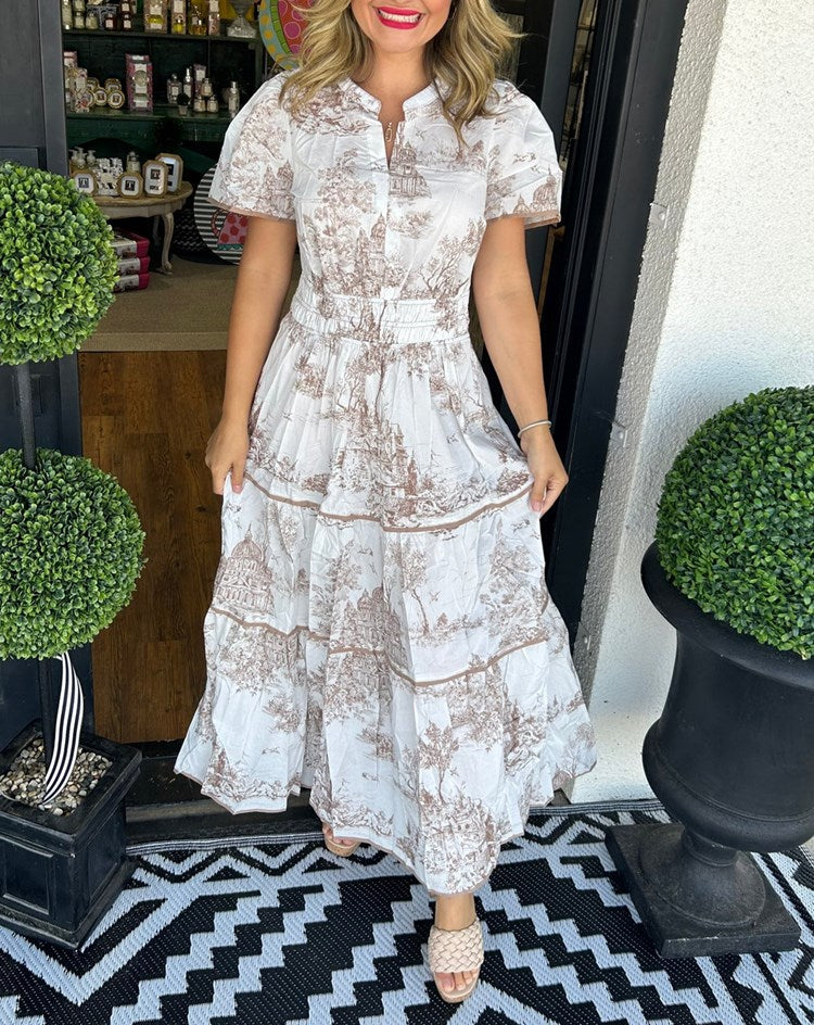 Women's Printed Tiered Maxi Dress – Casual Summer Dress-Vestioflux