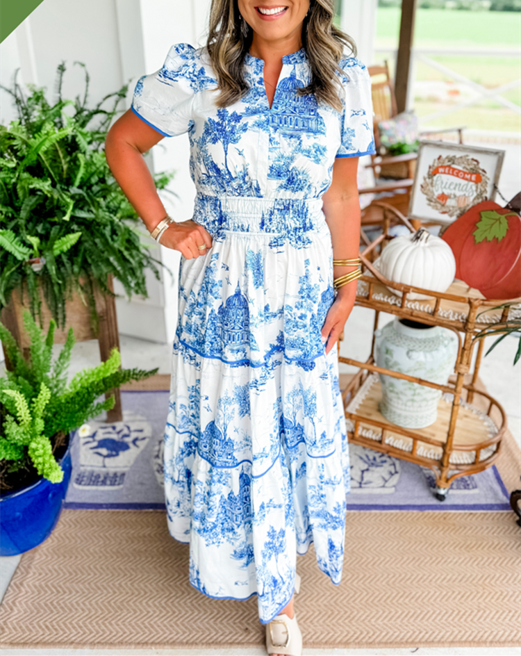 Women's Printed Tiered Maxi Dress – Casual Summer Dress-Vestioflux