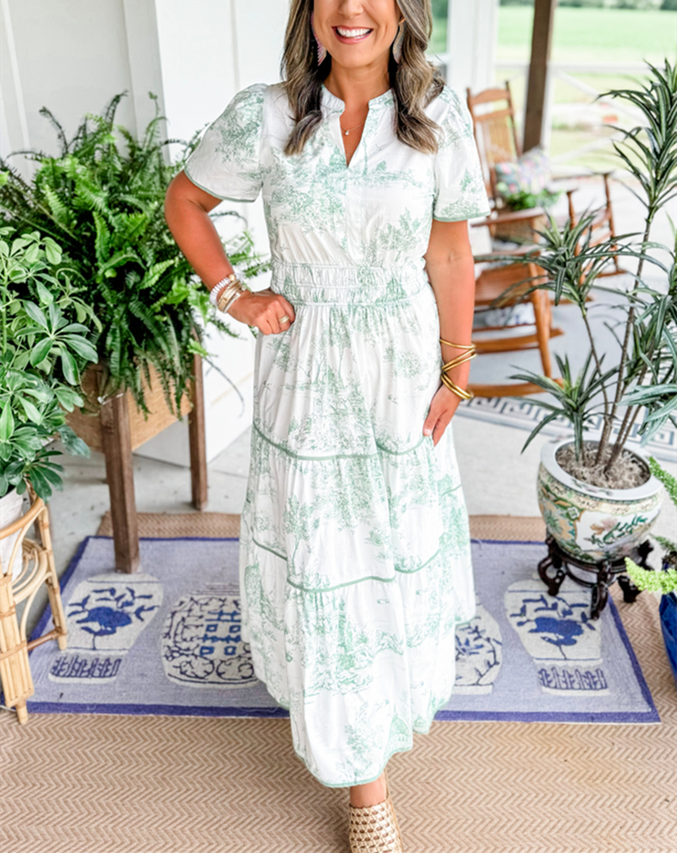 Women's Printed Tiered Maxi Dress – Casual Summer Dress-Vestioflux