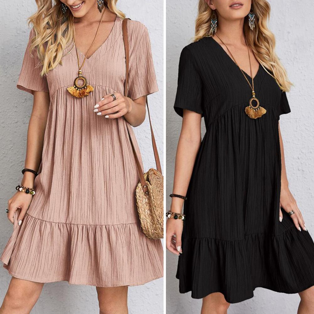 Women's Tiered Mini Casual Dress-Vestioflux